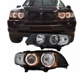 Μπροστινά Φανάρια Set Για Bmw X5 E53 99-03 Angel Eyes Μαύρα Xenon D2S/H7 Με Μοτέρ Depo - Headlights - Xenon - Bulbs